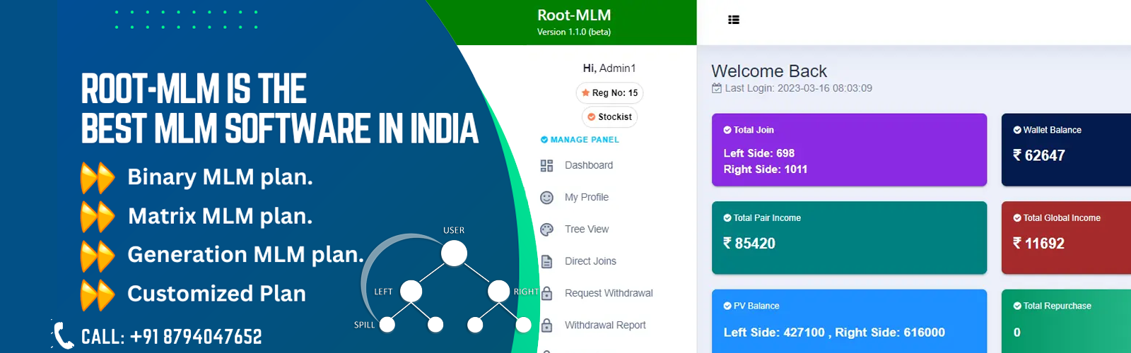 Root-MLM is the best Multi-level Marketing (MLM) Software in India